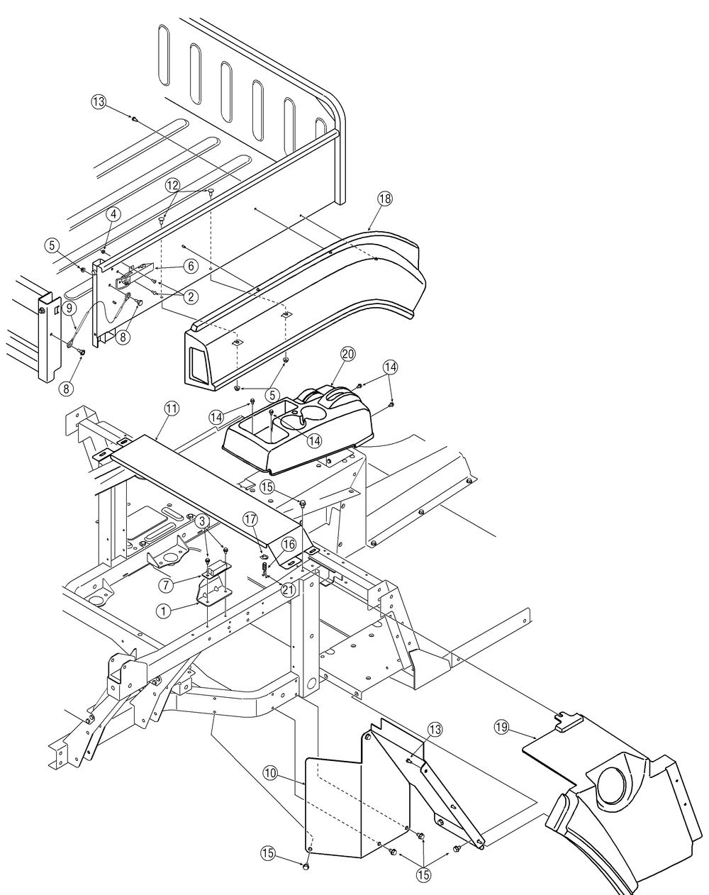 Rear Right Fender And Cargo Beds Diagram and Parts List for 467 4X4-1B017G-Before-37ACD710 Cub Cadet Lawn Tractor Accessories